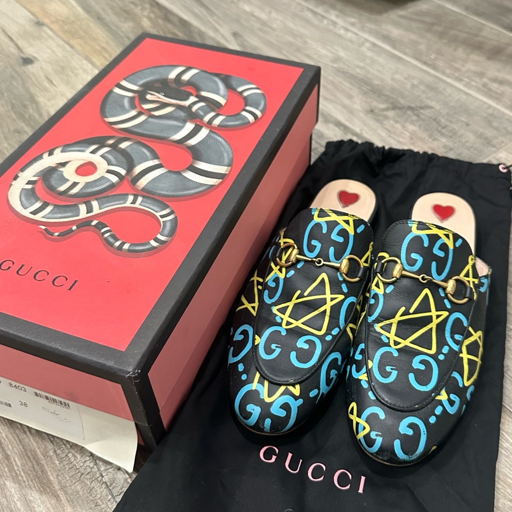 Gucci Princetown Ghost Star Leather Mules
